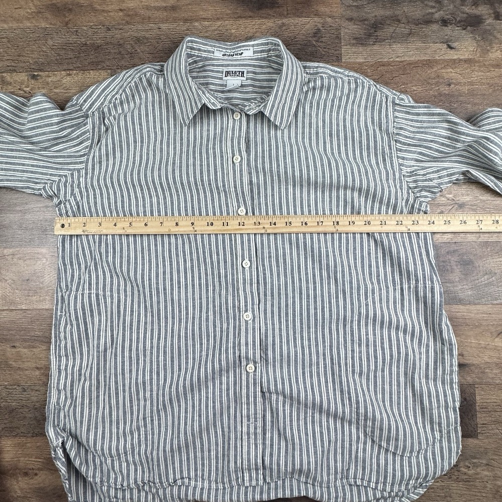 2 Duluth Trading Hemp Cotton Artisan Shirt Large Tunic Blue White & Red - Picture 10 of 13
